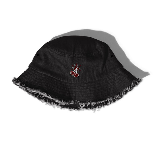 Cherry Bxmb Distressed Denim Bucket Hat